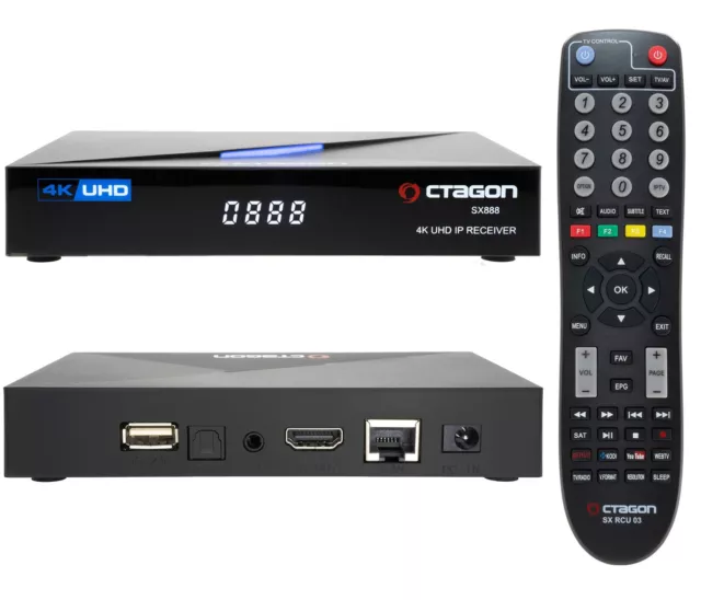 > Octagon SX888 V2 4K UHD IP H.265 Hevc Iptv E2 Linux OS Smart TV 4K Récepteur