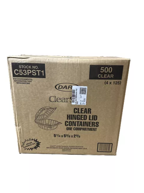 Dart C57PST1 Clearseal Hinged-lid Plastic Containers - Case of 500