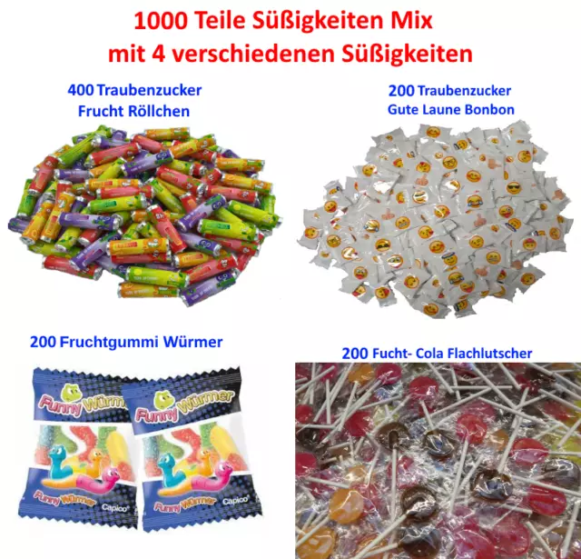1000 Teile Süßwaren Süßigkeiten Mix -5 Verschiedene -Jedes Teil Einzeln verpackt