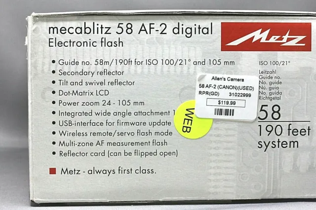 Mecablitz 58 AF-2 Digital Flash for Canon Good Used In Box #31022999 9