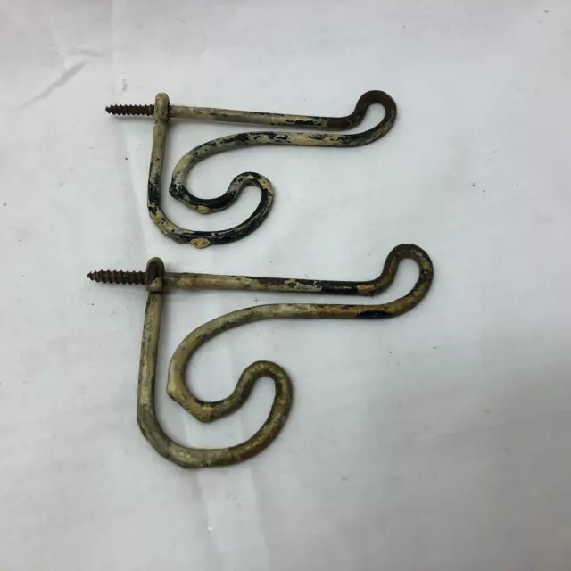 2 Vintage/Rustic Metal Twisted Wire Screw-In Coat/ Hat Hooks