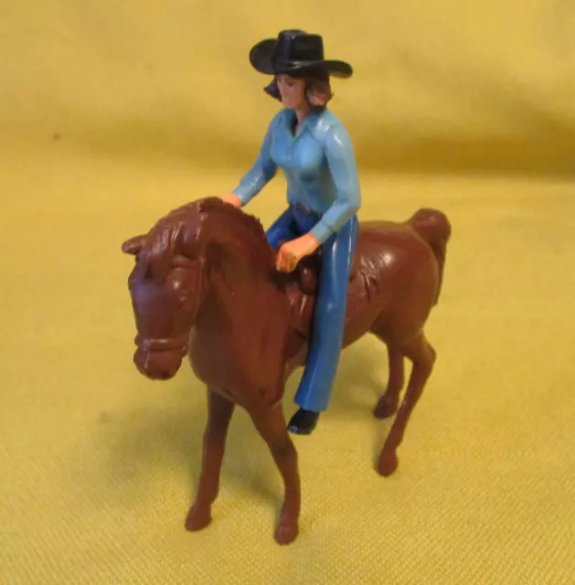 Vintage 1982 Tonka Play Pack Western Woman Rodeo Rider With Horse