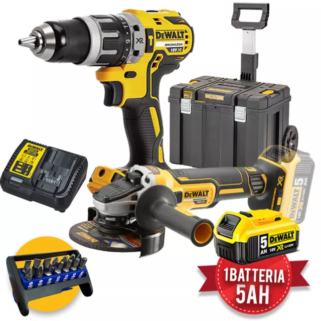 Dewalt kit utensili a batteria 18V - Trapano DCD796 + Smerigliatrice DCG405 - 1