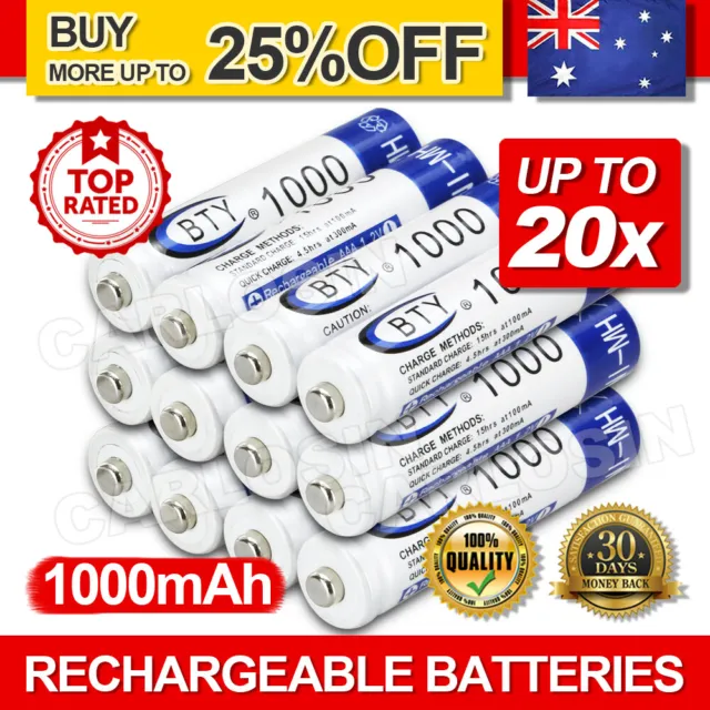4-20X BTY AAA Rechargeable Battery Recharge Batteries 1.2V 1000mAh Ni-MH OZ