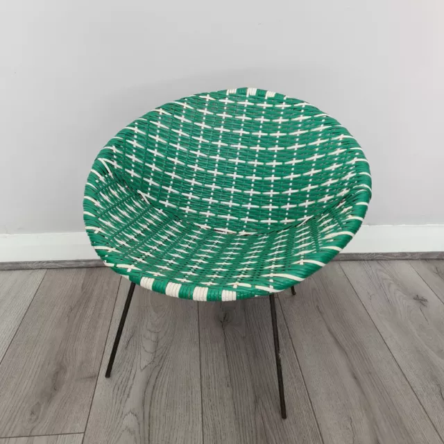 SPUTNIK CHAIR MID CENTURY Original Childs Green Woven Small Satellite Seat 50's