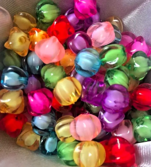50 x perles acryliques bouton plastique 3D miracle perles carrées rondes pour artisanat 6 mm-12 mm 3