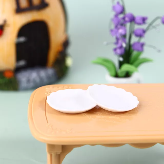 2Pcs 1:12 Dollhouse Miniature Ceramic Plate Dessert Lace Dish Tableware Decor bz