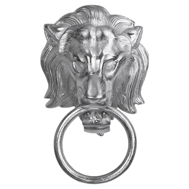 Heurtoir de porte tête de lion argenté porte-serviette en aluminium Womo-Design®