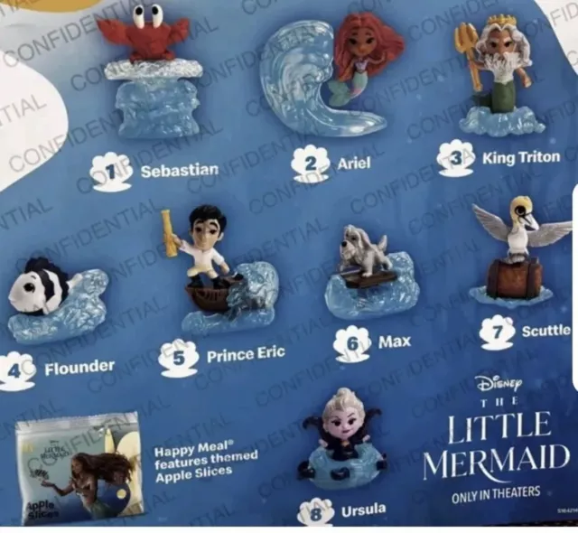 2023 DISNEY'S LITTLE MERMAID MCDONALDS HAPPY MEAL Complete Set of 8