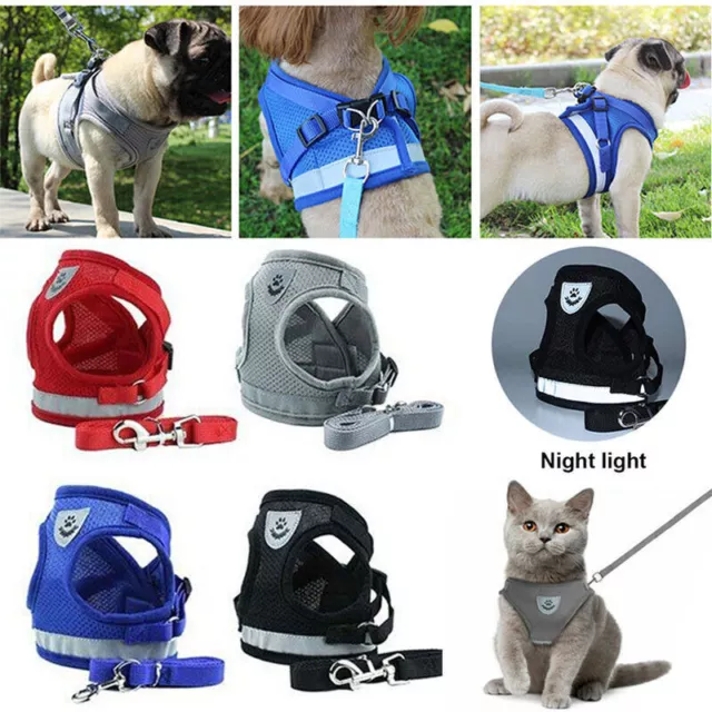 Small Dog Pet Puppy Harness And Leash Set Breathable Mesh Vest Chest Strap XS-XL 2
