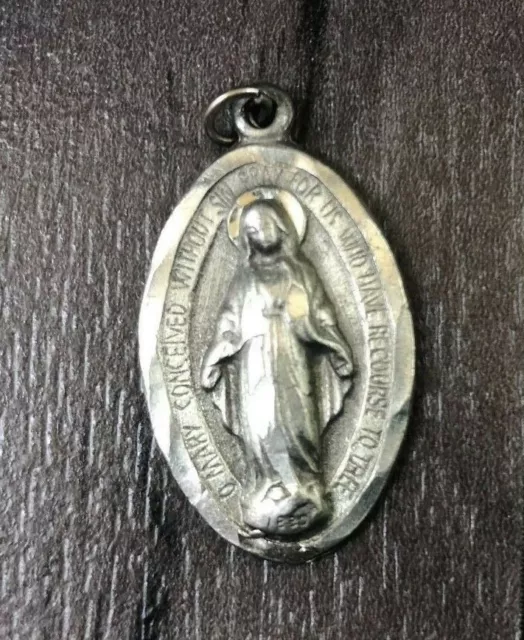 Mary Conceived without Sin - Medal Alloy Metal Pendant Tag Vintage Faith Amulet