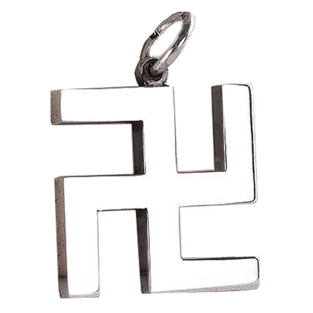 S925 Sterling Silver Buddhist Swastika Pendant Necklace Decor Gift