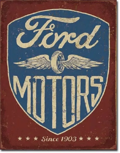 Ford Motors Logo Dealer Service 1903 Car Garage Wall Art Decor Retro Metal Sign