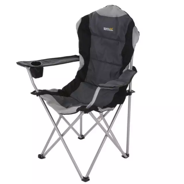 Regatta Kruza Acolchado Plegable Silla de Camping - Negro / Sello Gris