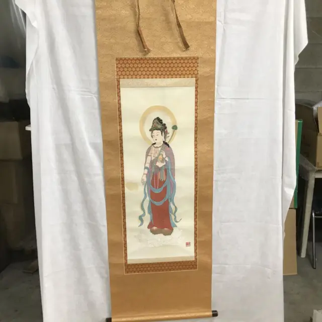 Embroidery Picture Kannon Japanese Hanging Scroll Kakejiku Asian Culture Art