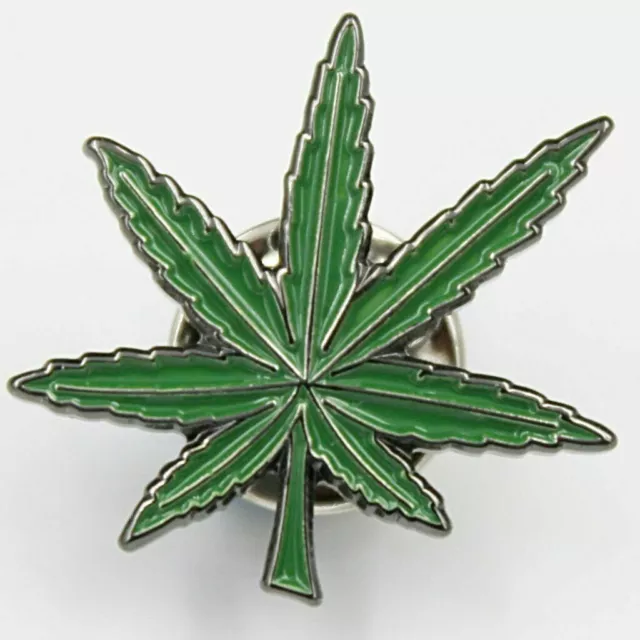 Cannabis Leaf Green Enamel Lapel Pin Marijuana Pot Weed Badge 420 Medical Sativa