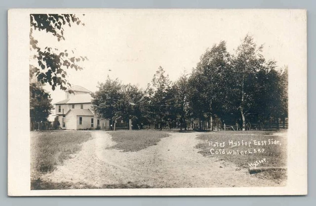 Hotel Hyslop COLDWATER LAKE Michigan RPPC Isabella County Photo WEIDMAN 1910s