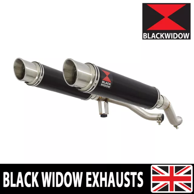 GW 250 Inazuma 2012-2017 Twin Exhaust Silencer Kit 350mm GP Round Black BG35R