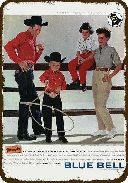 1958 Jim Shoulders Champ Cowboy Wrangler Vntg-Look DECORATIVE REPLICA METAL SIGN