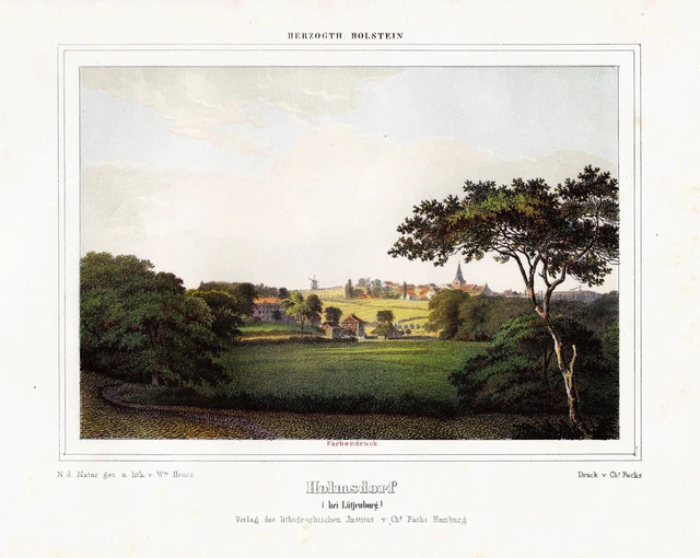 Helmstorf An.Lütjenburg Schleswig-Holstein Litografía Wilhelm Este Año 1847