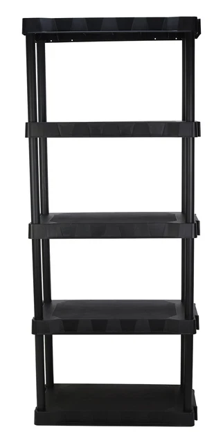 13.88"D x 30"W x 68.8"H 5-Shelf Plastic Garage Shelves, Black