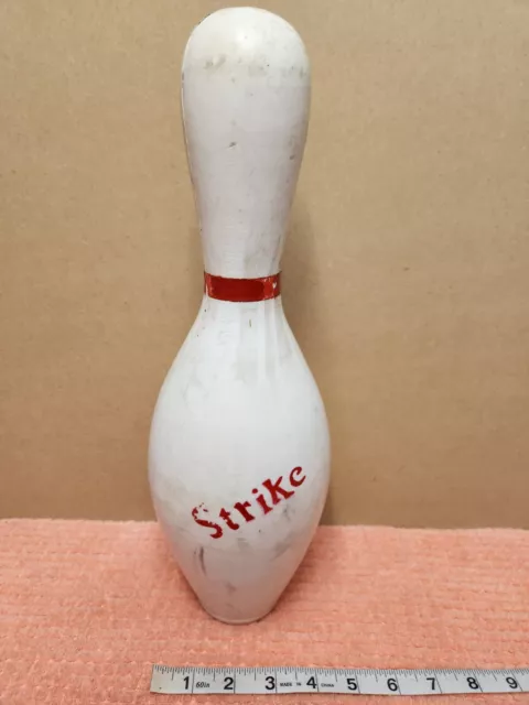 VINTAGE Plastic Bowling Pin Bank "Strike" Bowling Pin Coin Bank 14"