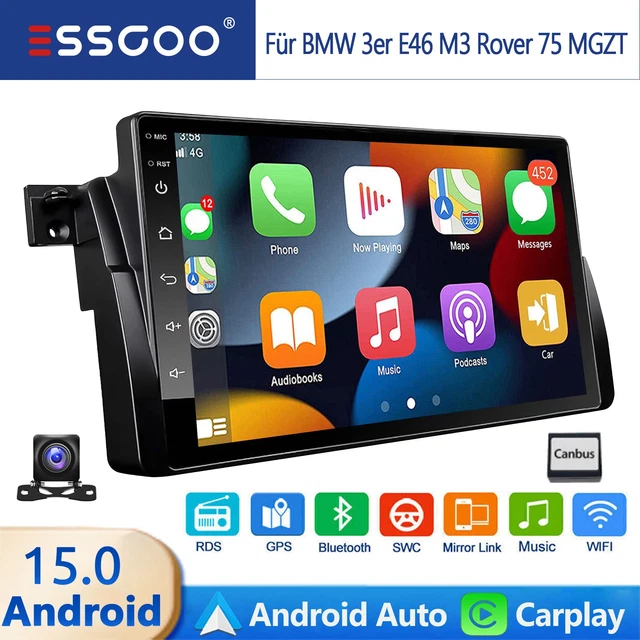 Autoradio Android 11 9" Pour BMW E46 / Rover 75 / MG ZT - 4G, CarPlay, GPS, 64Go - Neuf