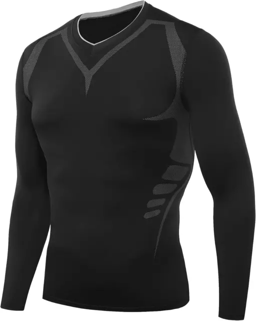 Maglia Compressione Uomo Maglietta Termica Manica Lunga per Ciclismo Running