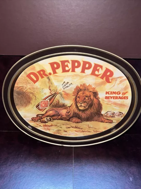 1979 Dr Pepper King of Beverages repro lion serving tray Vintage Retro Metal Art