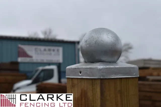 Metal Fence Post Caps Ball Finials | Suits 3x3"or 4x4" Posts! | Galvanized/Black