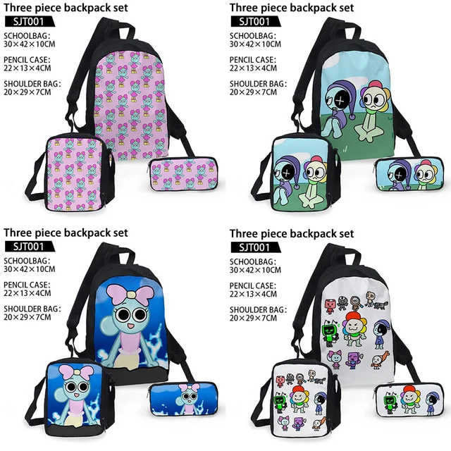 CARTOON DANDY'S WORLD Backpack Set Student Schoolbag Crossbody Pencil ...