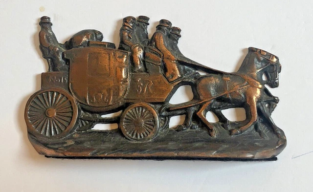 Antique Door Stop Carriage 12 Brass-Plated WH Howell Co Geneva, IL 19th C