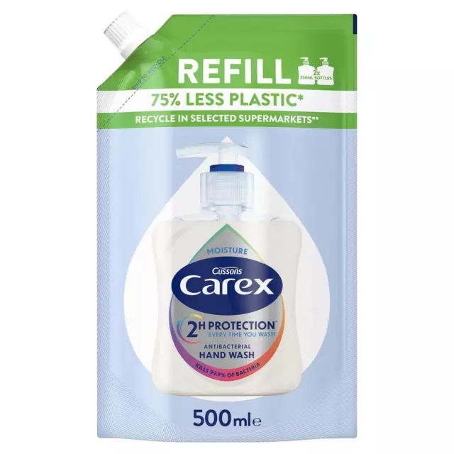 Cussons Carex 2-H Schutz antibakterielle Handwäsche Minen 500 ml oder 1L, 6er-Pack 2