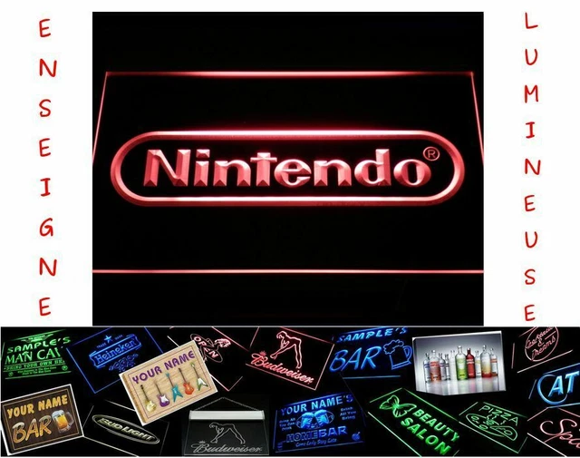 LED PANNEAU RÉTRO Nintendo Mario Jeu Console Pub Cartouche Neon Lampe