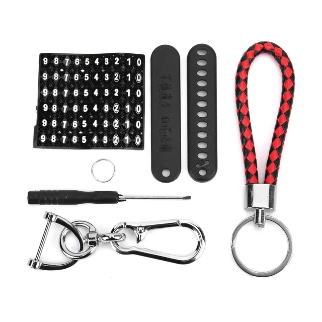 C Car Keychain Gift Rope With Number Plate Detachable 360° Rotating Hors