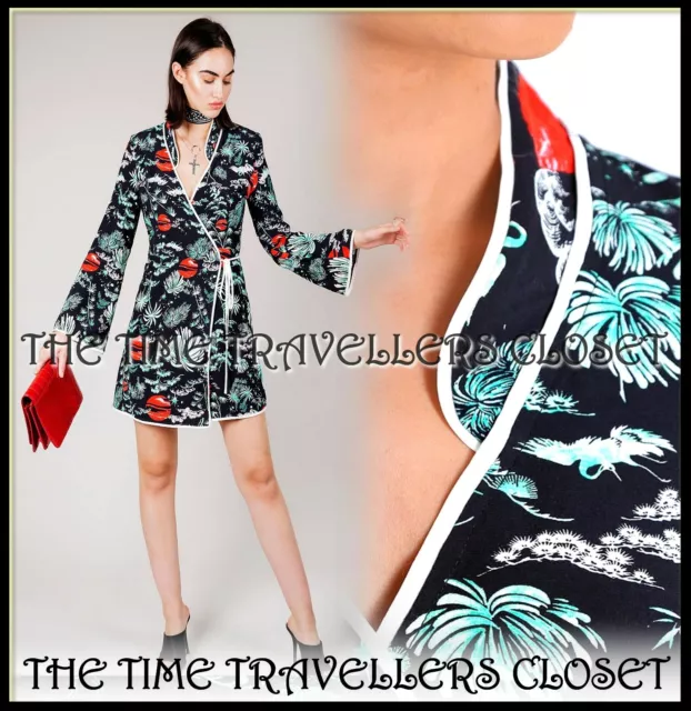 RIXO IRIS WRAP Green Oriental Sky Crepe Wrap Mini Dress UK 8 36 4 Small 225 150.00 PicClick UK