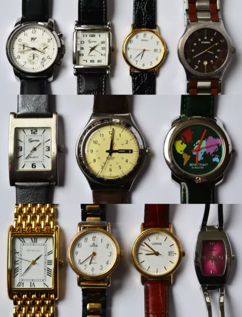 Sammlung Konvolut Lot 11 Armbanduhren Herren Damen Quarz Fossil Seiko Lorus