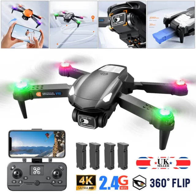 4 Batteries Drone 4K HD Dual Camera WIFI FPV Selfie Foldable RC Quadcopter Drone