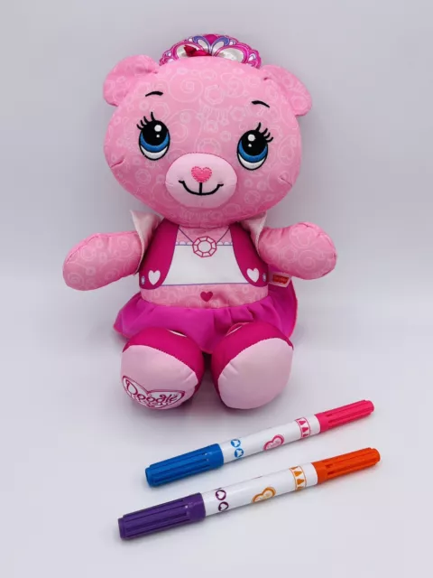 Fisher Price Pink Princess Doodle Bear Plush 15” Toy 2010 With Markers