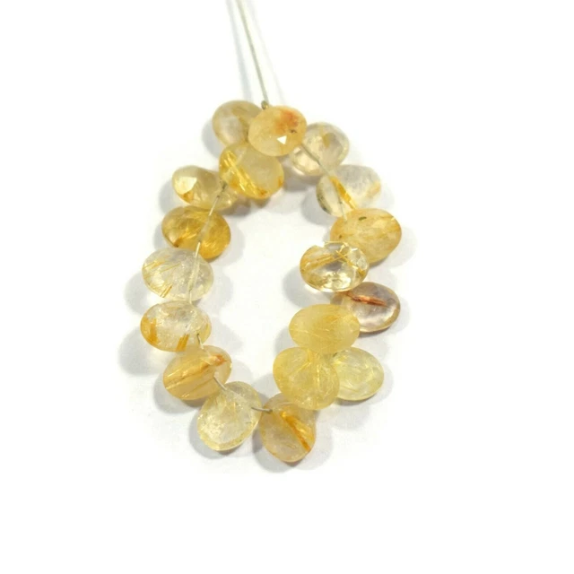 Belles perles de pierre taillées ovales à facettes en rutile doré naturel...