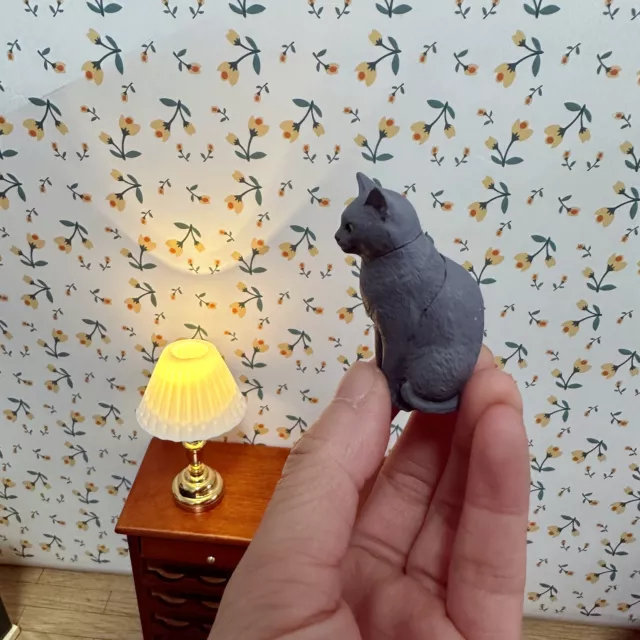 Accesorio vintage para casa de muñecas miniaturas escala 1:12 abuela gato mascota gatito 2