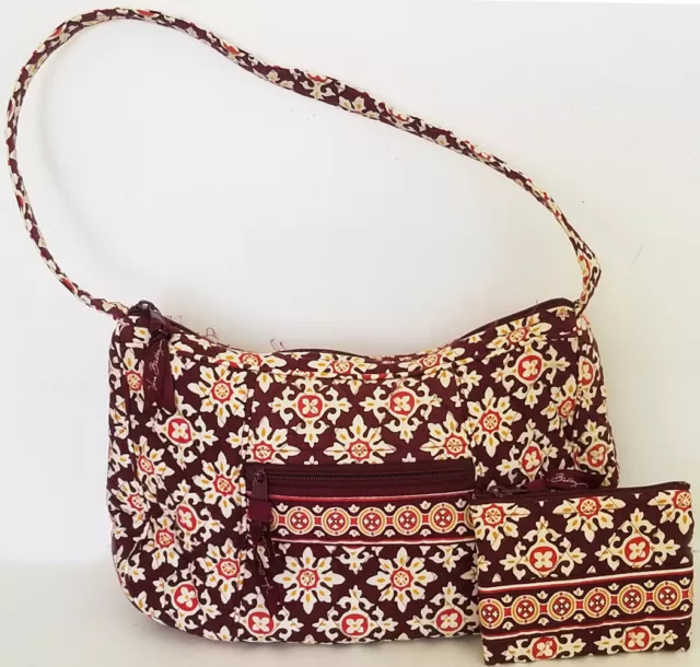 VERA BRADLEY quilted HOBO BAG in retired MEDALLION pattern +zip POUCH coin purse