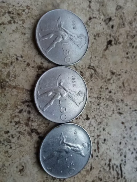 50 lire 1958 bb+  rara in aggiunto 56 e 65