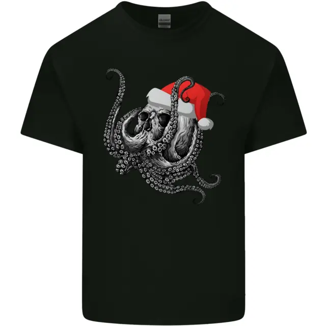 T-shirt Natale Cthulhu Skull da uomo cotone
