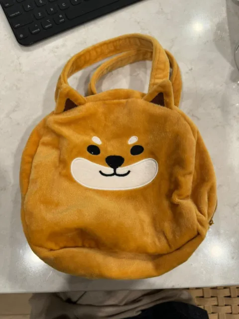 Shiba Inu Plush Dog Puppy Pouch Bag Handbag Orange Good for Key Cardholder Phone