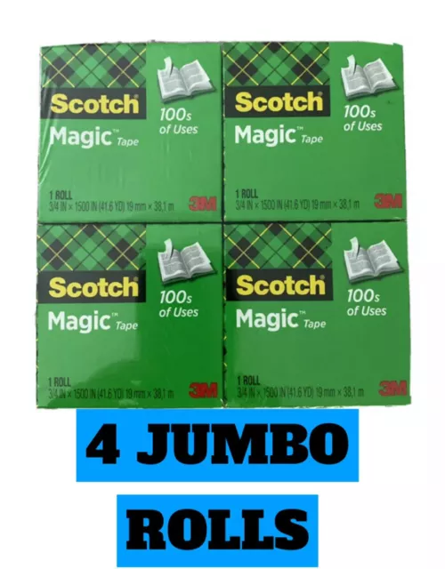 Scotch Magic Tape Refill 4 Rolls, 3/4" x 1500" per Roll Original Matte Finish