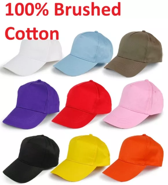 Premium 100% Cotton Mens Womens Ladies Baseball Cap Sports Summer Sun Hat