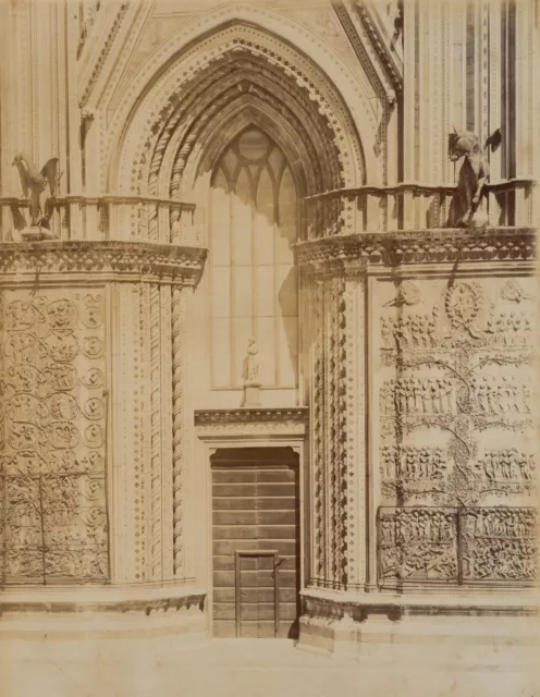 A. RAFFAELLI (19.Jhd), Portal des Duomo di Orvieto, um 1880, Albuminpapierabzug