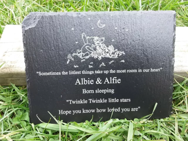 Personalised Engraved Large Slate Stone Baby Child Memorial Grave Marker Plaque