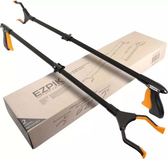 2 X EZPIK® 40" Long Reach Grabber Reacher Tool - Heavy Duty Trash Picker Upper G